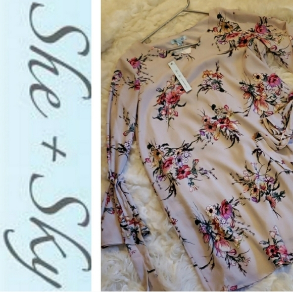 NEW She&Sky Dress Lilac Floral Bell Sleeve Ties Sexy Mini Bohemian Castlecore - Picture 15 of 16